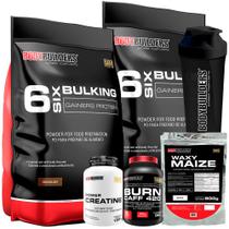 Kit 2x Six Bulking 6 Kg + 2x Power Creatina 100g + Waxy Maize 800g Refil + Burn Caff + Coq-Bodybuilders