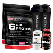 Kit 2x Six Protein 900g + 2x BCAA 100g + 2x Power Creatina 100g +2x Coqueteleira - Bodybuilders