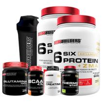 Kit 2x Six Protein Advanced + BCAA 100g + Creatina100g + Glutamina 100g + Thermo 120 Cáps + Coqueteleira - Bodybuilders