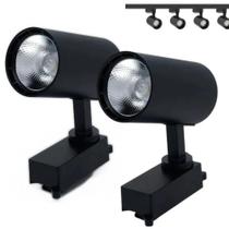 Kit 2x Spot Luminárias Preto Para Trilho 24w 3000k 3500k