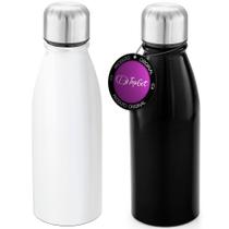 Kit 2x Squeeze Alumínio 500 ml Wave TopGet Branco e Preto Kit 2x Squeeze Alumínio 500 ml Wave TopGet Branco e Preto