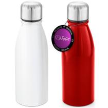 Kit 2x Squeeze Alumínio 500 ml Wave TopGet Branco e Vermelho Kit 2x Squeeze Alumínio 500 ml Wave TopGet Branco e Vermelho