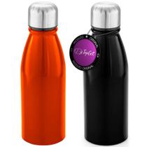 Kit 2x Squeeze Alumínio 500 ml Wave TopGet Laranja e Preto Kit 2x Squeeze Alumínio 500 ml Wave TopGet Laranja e Preto