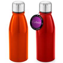 Kit 2x Squeeze Alumínio 500 ml Wave TopGet Laranja e Vermelho Kit 2x Squeeze Alumínio 500 ml Wave TopGet Laranja e Vermelho