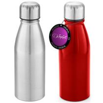 Kit 2x Squeeze Alumínio 500 ml Wave TopGet Prata e Vermelho