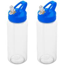 Kit 2x Squeeze com Canudo Retrátil 610 ml Fun TopGet Azul