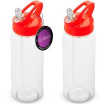 Kit 2x Squeeze com Canudo Retrátil 610 ml Fun TopGet Vermelho Kit 2x Squeeze com Canudo Retrátil 610 ml Fun TopGet Vermelho