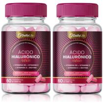 Kit 2x Suplemento Acido Hialuronico + Vitaminas C E e Biotina 60 Comprimidos Zero Açúcar Sem Glúten - DailyLife