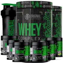 Kit 2x Suplemento em pó Whey Protein Complex + 2x Bcaa + 2x Glutamina + 2x Creatina + Coqueteira - Original Nutrition - Combo Hipertrofia