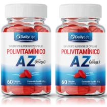 Kit 2x Suplemento Polivitamínico AZ com Ômega 3 - 60 Cápsulas Softgel, Rico em Vitaminas A, C, D, E, Complexo B, Minerais e Ômega 3