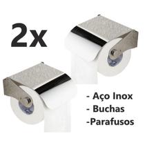 Kit 2x Suporte Papeleira Porta Rolo de Papel Higiênico Aço Inox