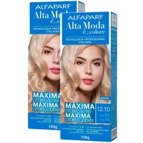 Kit 2X Tintura Creme Alta Moda Alfaparf Louro Platina Cinza 12.10