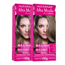 Kit 2X Tintura Creme Altamoda Alfaparf Mel Prateado 7.1