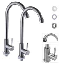 Kit 2x Torneiras Para Cozinha Lavatório Monocomando Prata