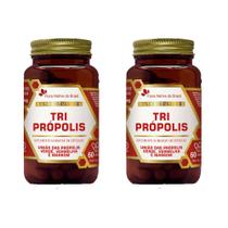 Kit 2x Tri Própolis Vermelha Verde Marrom FNB 2x60 cps Flora