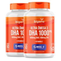 Kit 2x Ultra Ômega 3 Dha 1000mg Epa 400mg Meg3 60 Cápsulas Bigens