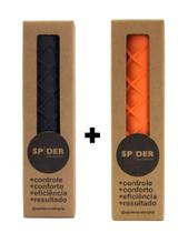 Kit 2x Undergrip Spider Grip De Borracha Beach Tennis Padel Preto e Laranja