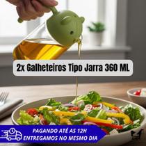 Kit 2x Unidades Galheteiro Azeitero 630ml Vidro Com Bico Dosador Tipo Jarra Óleo Azeite Vinagre Shoyu Salada