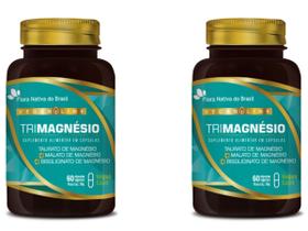 Kit 2x Vegan Tri Magnésio 60 Cápsulas Vegetais Flora Nativa do brasil
