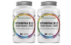 Kit 2x Vitamina B12 Ácido Fólico Ferro 60 cápsulas Flora Nativa do Brasil