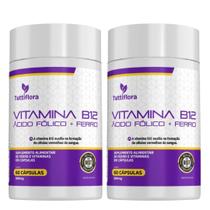 Kit 2x Vitamina B12 + Ferro + Ácido Fólico 60 Cápsulas Tuttiflora Kit 2x Vitamina B12 + Ferro + Ácido Fólico 60 Cápsulas Tuttiflora
