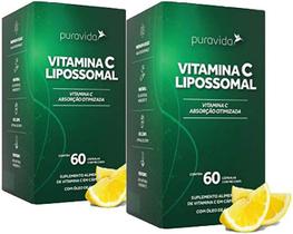 Kit 2x Vitamina C Lipossomal Pura Vida 1100mg 60 Cáp