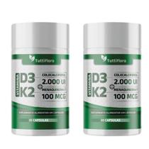 Kit 2x Vitamina D3 + K2 30 Cápsulas de 375mg Tuttiflora