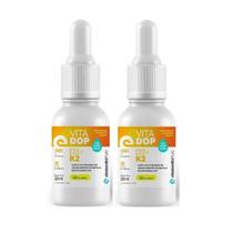 Kit 2x Vitamina D3 K2 Gotas 2000UI 160 Doses total Sublingual Vegano Menta Limão
