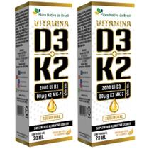 Kit 2X Vitamina D3 + K2 Sublingual Em Gotas 20Ml Flora