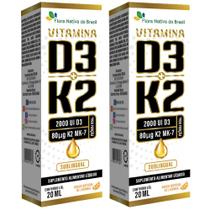 KIT 2X Vitamina D3 + k2 Sublingual em Gotas 20ml - Flora nativa Sabor:Laranja KIT 2X Vitamina D3 + k2 Sublingual em Gotas 20ml - Flora nativa Sabor:Laranja