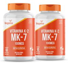 Kit 2x Vitamina K2 Mk-7, 60 Cáps, 100mcg, Mk7, Biogens