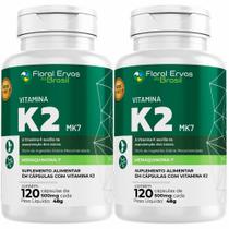 Kit 2x Vitamina K2 MK7 - (120 Capsulas cada) - Floral Ervas do Brasil