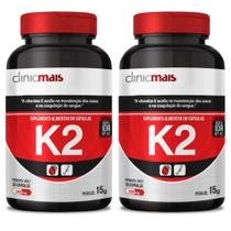 KIT 2X Vitamina K2 MK7 Menaquinona-7 100% 30 Cápsulas - Clinicmais