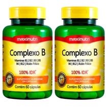 KIT 2X Vitaminas do Complexo B 100% IDR 60 cápsulas - Maxinutri KIT 2X Vitaminas do Complexo B 100% IDR 60 cápsulas - Maxinutri