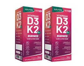 Kit 2x Vitaminas em gotas D3 com Vitamina K2 2000UI 20ml Lauton