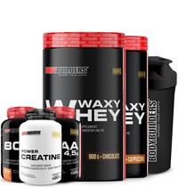 Kit 2x Waxy Whey 900g + 2x BCAA 4,5 100g + Power Creatina 100g + Coqueteleira - Bodybuilders