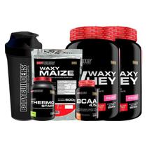 KIT 2x Waxy Whey 900g + BCAA 100g Tangerina + Thermo Start Powder 120g + Waxy Maize 800g + Coqueteleira - Bodybuilders