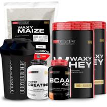 Kit 2x Waxy Whey 900g + Waxy Maize 800g + Power Creatina 100g + BCAA 4,5 100g + 2x Coqueteleira - Bodybuilders Kit 2x Waxy Whey 900g + Waxy Maize 800g + Power Creatina 100g + BCAA 4,5 100g + 2x Coqueteleira - Bodybuilders