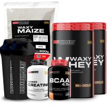 Kit 2x Waxy Whey 900g + Waxy Maize 800g + Power Creatina 100g + BCAA 4,5 100g + 2x Coqueteleira - Bodybuilders Kit 2x Waxy Whey 900g + Waxy Maize 800g + Power Creatina 100g + BCAA 4,5 100g + 2x Coqueteleira - Bodybuilders