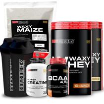 Kit 2x Waxy Whey 900g + Waxy Maize 800g + Power Creatina 100g + BCAA 4,5 100g + 2x Coqueteleira - Bodybuilders