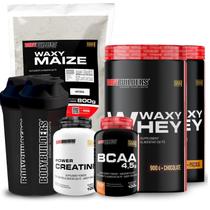 Kit 2x Waxy Whey 900g + Waxy Maize 800g + Power Creatina 100g + BCAA 4,5 100g + 2x Coqueteleira - Bodybuilders