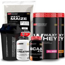Kit 2x Waxy Whey 900g + Waxy Maize 800g + Power Creatina 100g + BCAA 4,5 100g + 2x Coqueteleira - Bodybuilders Kit 2x Waxy Whey 900g + Waxy Maize 800g + Power Creatina 100g + BCAA 4,5 100g + 2x Coqueteleira - Bodybuilders