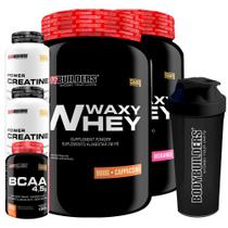 Kit 2x Waxy Whey Protein 900g + 2x Power Creatina 100g + BCAA 4,5 100g + Coqueteleira - Bodybuilders