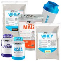 KIT 2x Whey Fit Foods 500g + PREMIUM Creatina 100g + BCAA Fit 100g + Waxy Maize 800g + Coqueteleira - BRN Foods KIT 2x Whey Fit Foods 500g + PREMIUM Creatina 100g + BCAA Fit 100g + Waxy Maize 800g + Coqueteleira - BRN Foods
