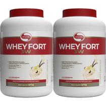 Kit 2X Whey Fort 3W - 1800g Baunilha - Vitafor Kit 2X Whey Fort 3W - 1800g Baunilha - Vitafor