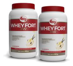 Kit 2x Whey Fort 3w Blend De Proteínas Baunilha 900g Vitafor
