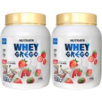 Kit 2X Whey Grego - 450g Morango Com Chantilly - Nutrata