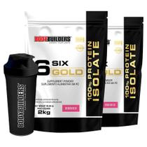 Kit 2x Whey Isolado Six Gold 2kg + Coqueteleira - Bodybuilders