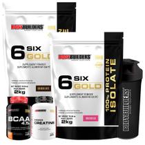 KIT 2x Whey Isolado Six Gold 2kg + POWER Creatina 100g + BCAA 100g + Coqueteleira - Bodybuilders KIT 2x Whey Isolado Six Gold 2kg + POWER Creatina 100g + BCAA 100g + Coqueteleira - Bodybuilders