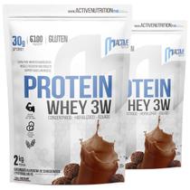 Kit 2x Whey Protein 3W ActiveNutrition 2kg - Vários Sabores - Chocolate
